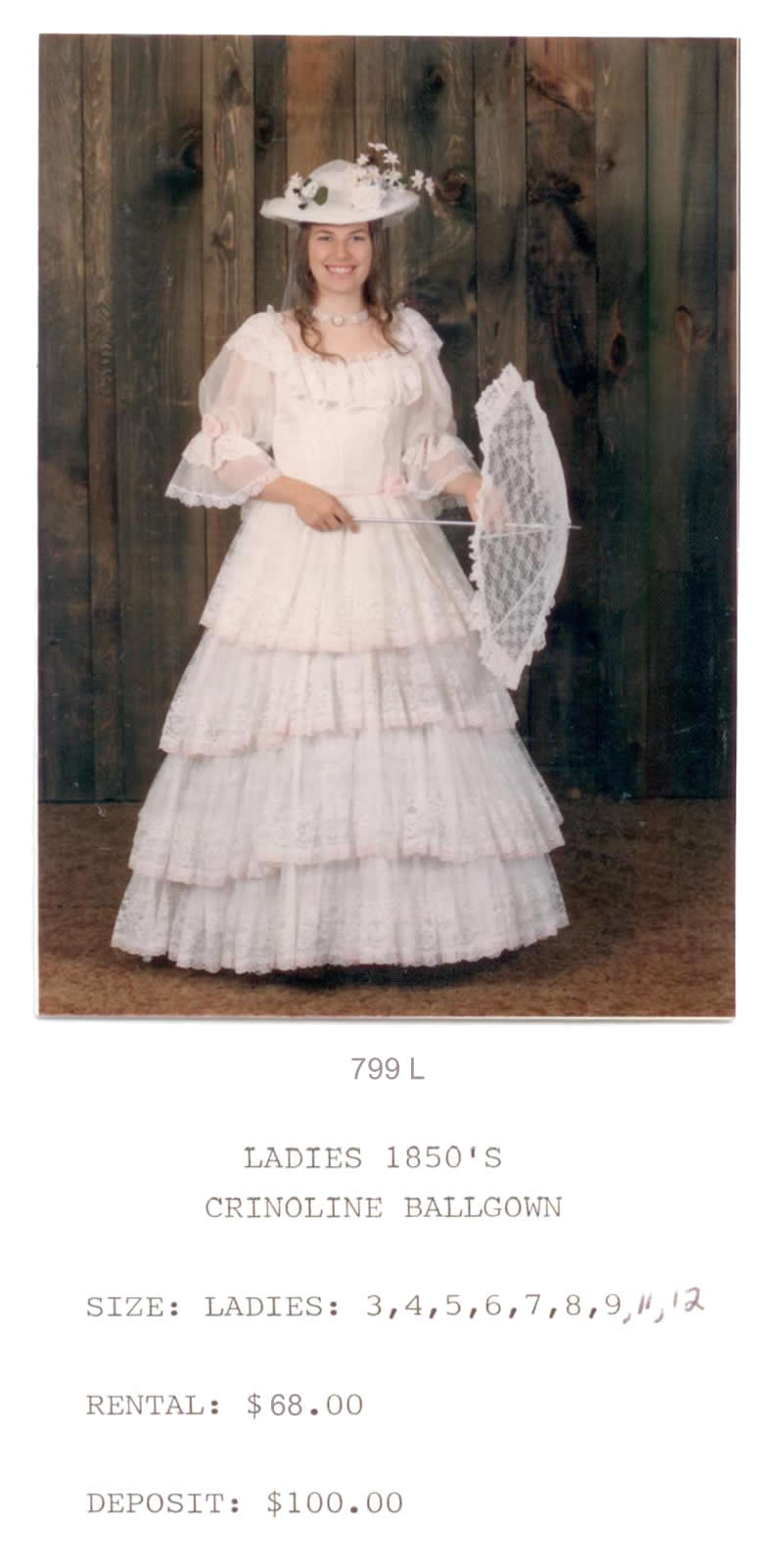 1850s LADIES CRINOLINE BALLGOWN